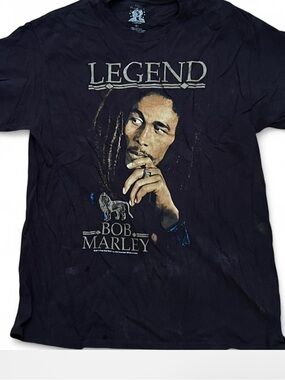 Y2K Distressed Stoner Bob Marley black graphic tee